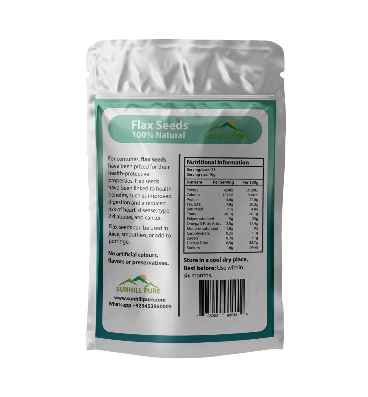 flaxseed powder 3D back