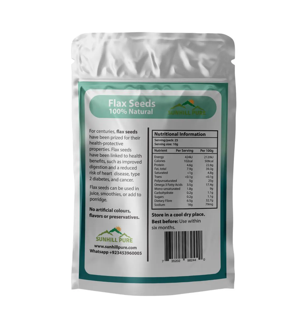 flaxseed powder 3D back